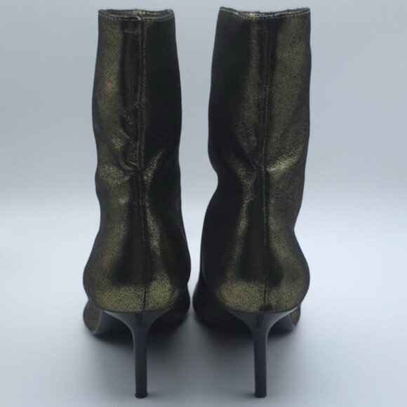 ZARA METALLIC Size 6 Thin Heel‎ Ankle Boots Gold Size 36 3143/010 - Picture 9 of 12